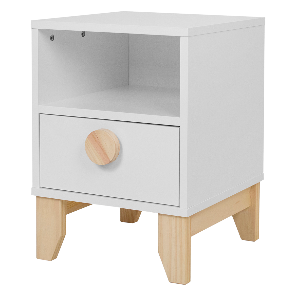 Nachtschrank XO - Weiß und Natur - Memomad