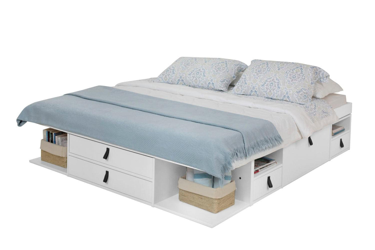 Funktionsbett Bali 150x200 cm - Bett mit Bettkasten und viel Stauraum - Inkl. Lattenrost - Memomad