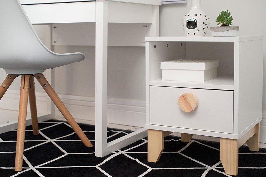Nachtschrank XO - Weiß und Natur - Memomad