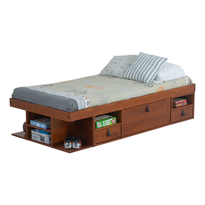 Funktionsbett Bali 90x190 cm - Einzelbett mit Bettkasten und viel Stauraum - Inkl. Lattenrost - Memomad