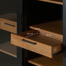 Maße des Vitrinenschranks SoHo – Schwarz und Eiche