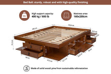 Funktionsbett Bali 160x200 cm - Bett mit Stauraum und Bettkasten - Inkl. Lattenrost - Memomad