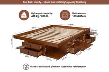 Funktionsbett Bali 180x200 cm - Bett mit Bettkasten und viel Stauraum - Inkl. Lattenrost - Memomad
